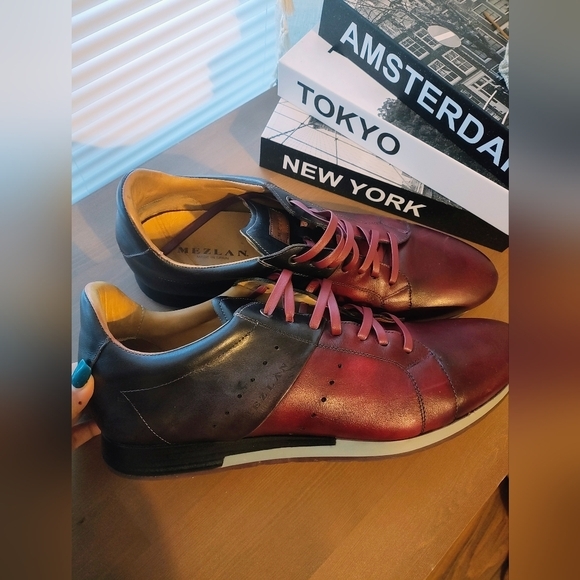 MEZLAN Italian Patina Calfskin Multitone Sneakers Men's 13 - Picture 5 of 16